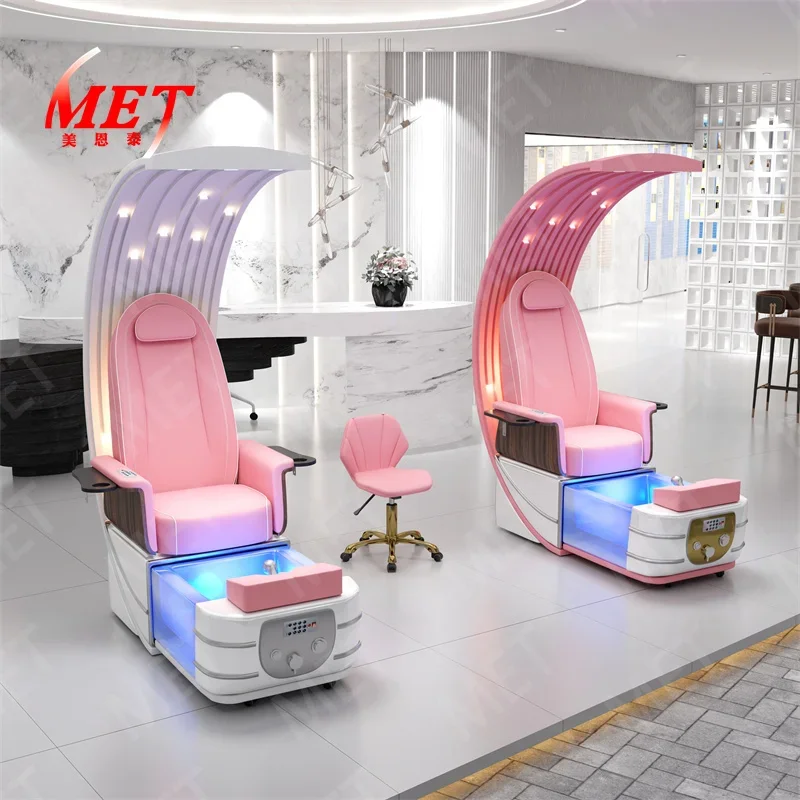 Unique Nail Salon Creative Design Manicure Moon Shaped Pedicure Chair Modern Electric Foot Spa Chair 5