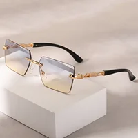 1pc lunettes de soleil sans monture Rectangle femmes hommes nuances petites lunettes de soleil carrées pour femme mâle plage vacances voyage lunettes 5