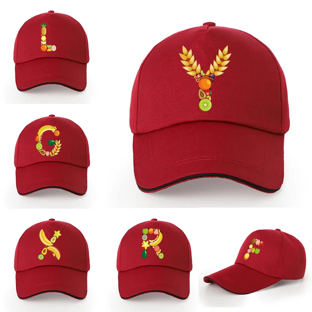 

Fashion Men's Baseball Cap Fruit Letter Print Adjustable Snapback Hats Women Summer Sun Visors Hat Cotton Street Hip Hop Hats