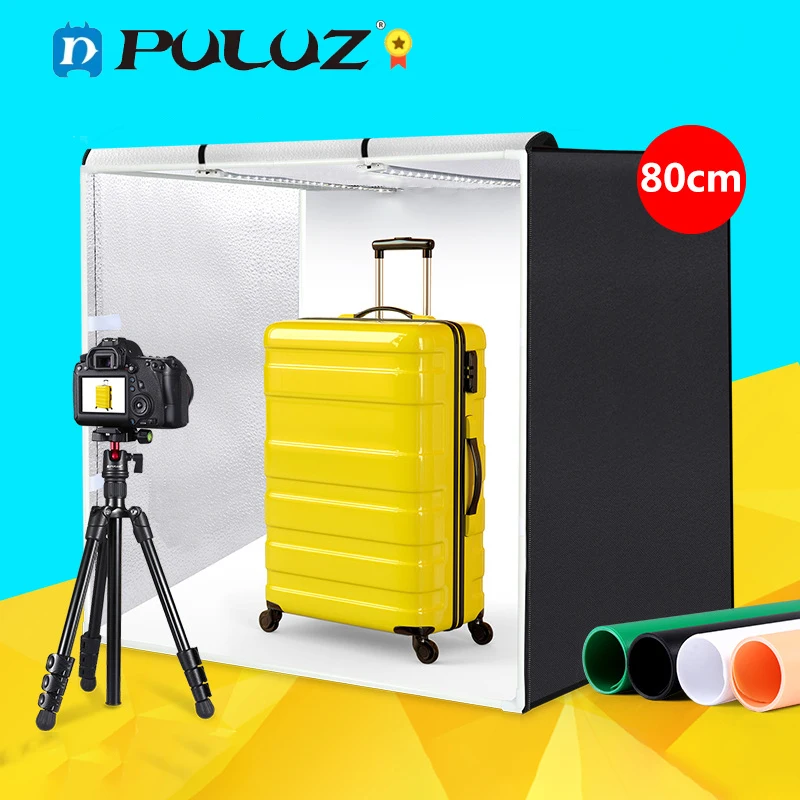 PULUZ 80cm Photo Studio Lightbox,80W CIR95 Photography Light Box Kit,Photo Softbox Studio Shooting Tent Box Kit 3 Color Backdrop
