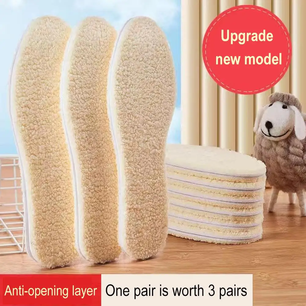 Natural Lamb Fleece Insoles Winter Keep Warm Insole Thicken Cashmere Shoes Insert Thermal Shoe Pads 1pc for Men Women I8T4