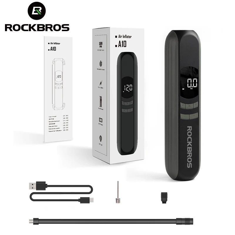 

ROCKBROS Car Air Compressor 150PSI Bike Pump Presta Schrader Electric Motorcycle Pump Portable USB Charge Bicycle Tire Inflator