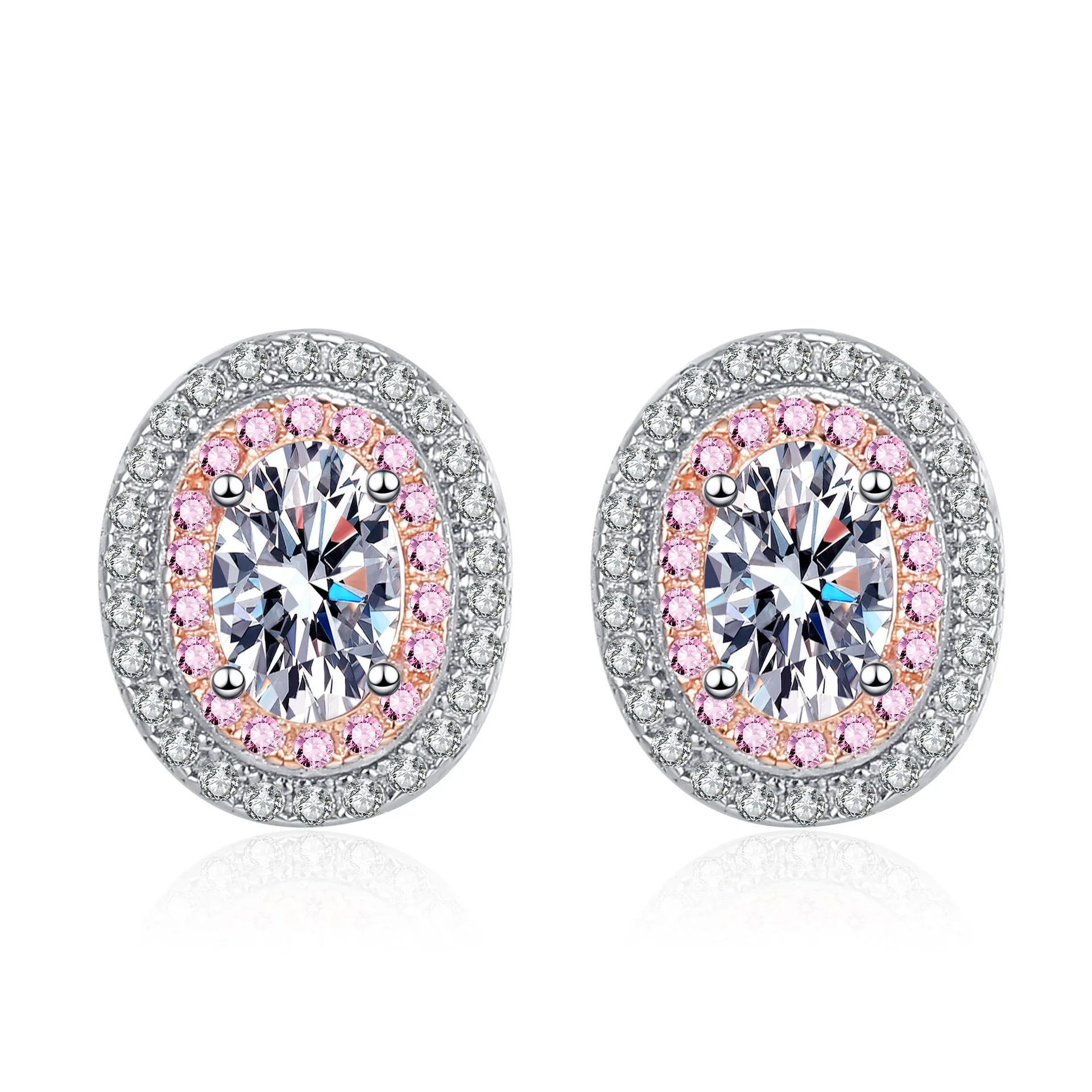 JECIRCON 925 Sterling Silver Egg-shaped Moissanite Stud Earrings for Women PT950 Gold Plated Luxury Wedding Party Fine Jewelry