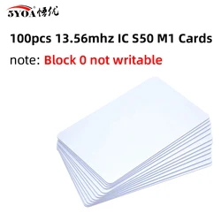 Bulk Pack of 100 UID RFID 13.56MHz IC Cards for Access Control Systems (IC M1 S50 13.56mhz)