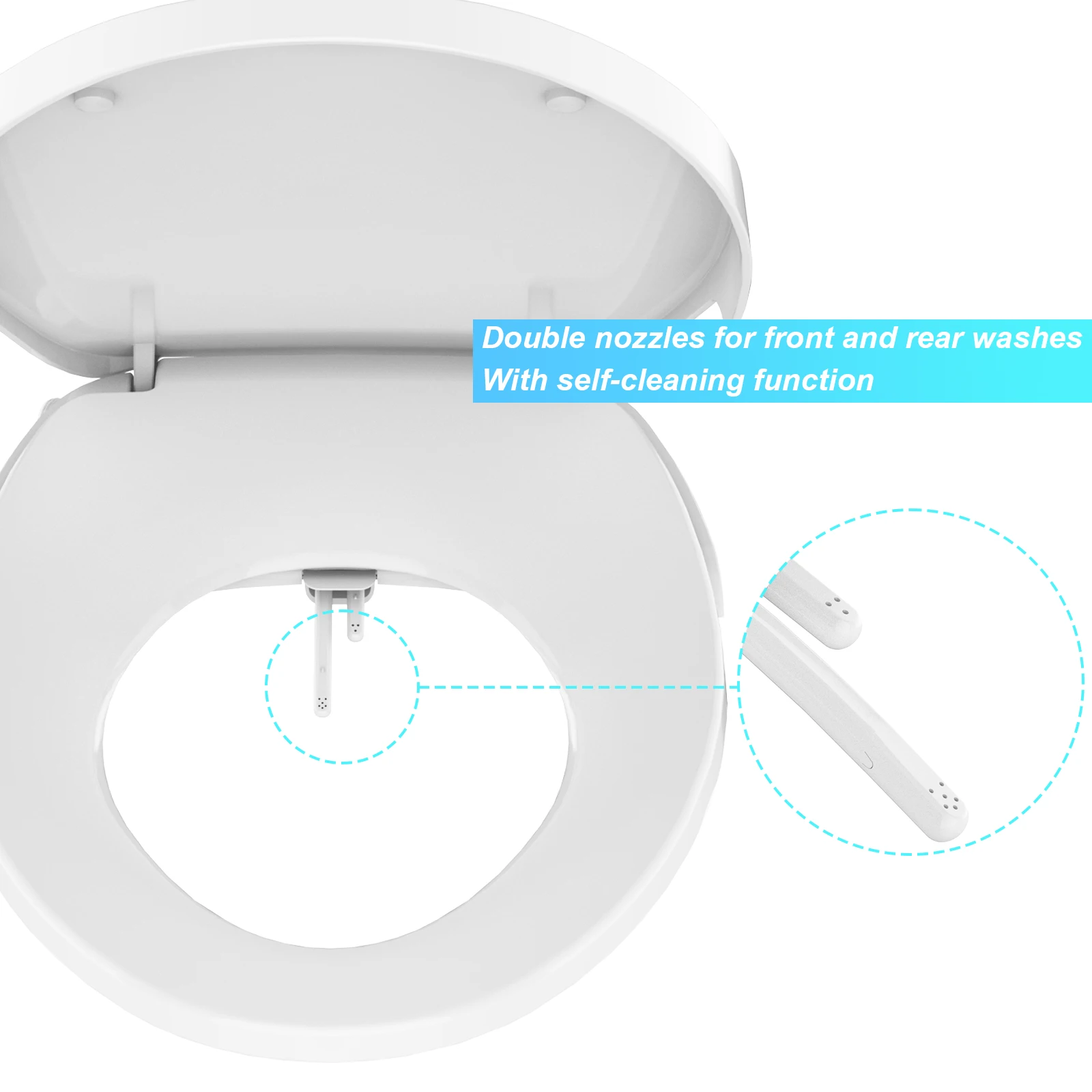 Bidet Toilet Seat, Premium Non-Electric Elongated Bidet Toilet Seats with Dual Nozzle, Easy to Install and Use