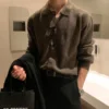 Loose Casual Knitted Sweater Jacket for Men Spring Autumn New Style Turn-down Collar Men's Fashion Top Outerwear