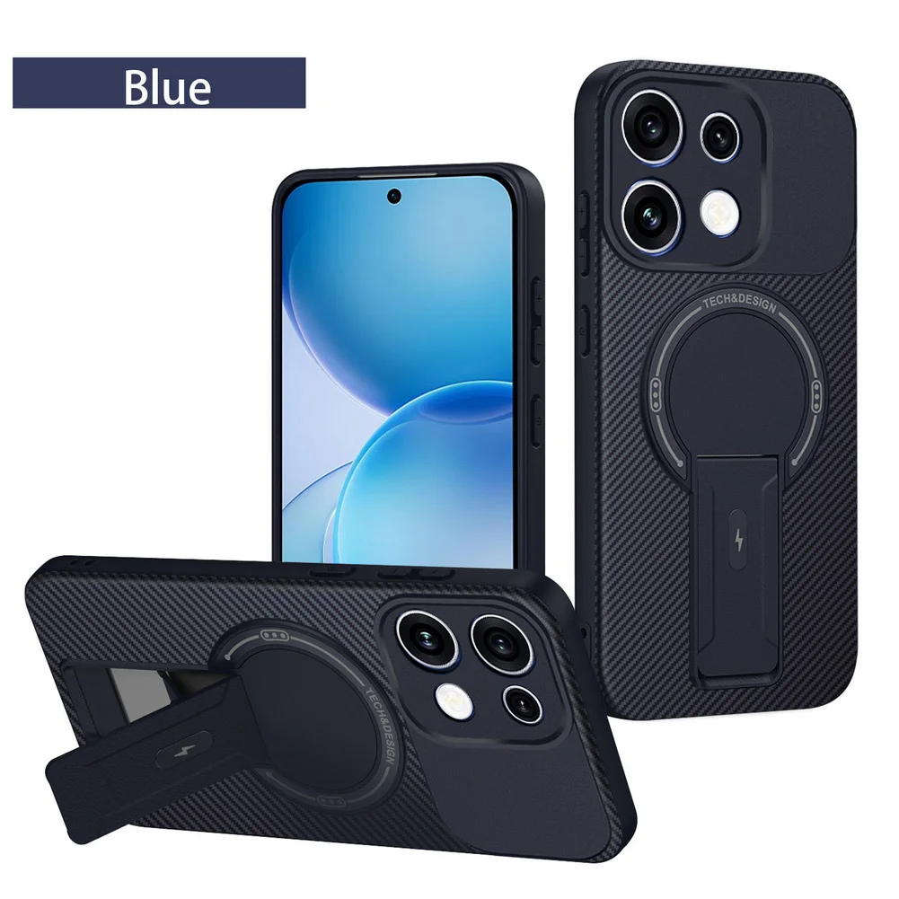 Carbon Fiber Invisible Stand Holder Magnetic Ring Protective Phone Case