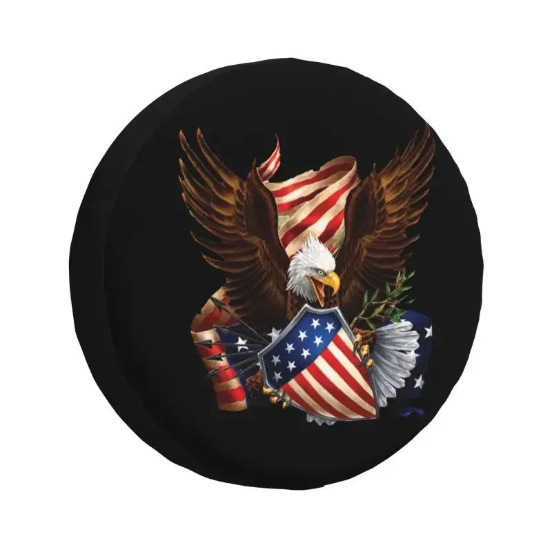 

USA Eagle American Flag Spare Tire Cover for Mitsubishi Pajero Jeep RV SUV Trailer Car Wheel Protector Covers 14" 15" 16" Inch