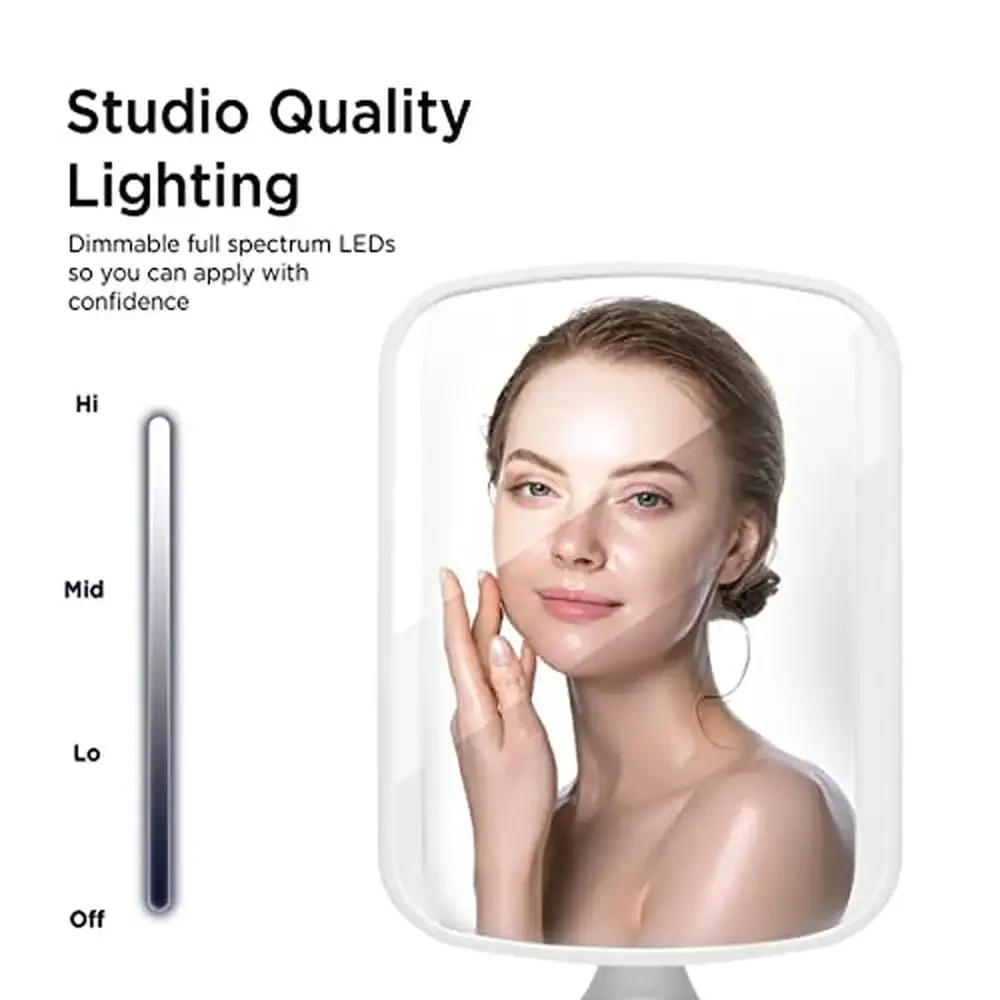 Adjustable Vanity Mirror Makeup Mirror with Bluetooth Audio & Hands-Free Speakerphone LED Lighting 7" x 9" Reflect ll iCVBT3