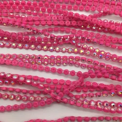 TABA® Sparkling AB Crystal Rhinestone Trim - 10 Yards of Elegant Rhinestone Banding (88 Dark Pink)