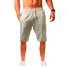 2022 New Men's Cotton Linen Shorts Pants Male Summer Breathable Solid Color Linen Trousers Fitness Streetwear S-4XL 1