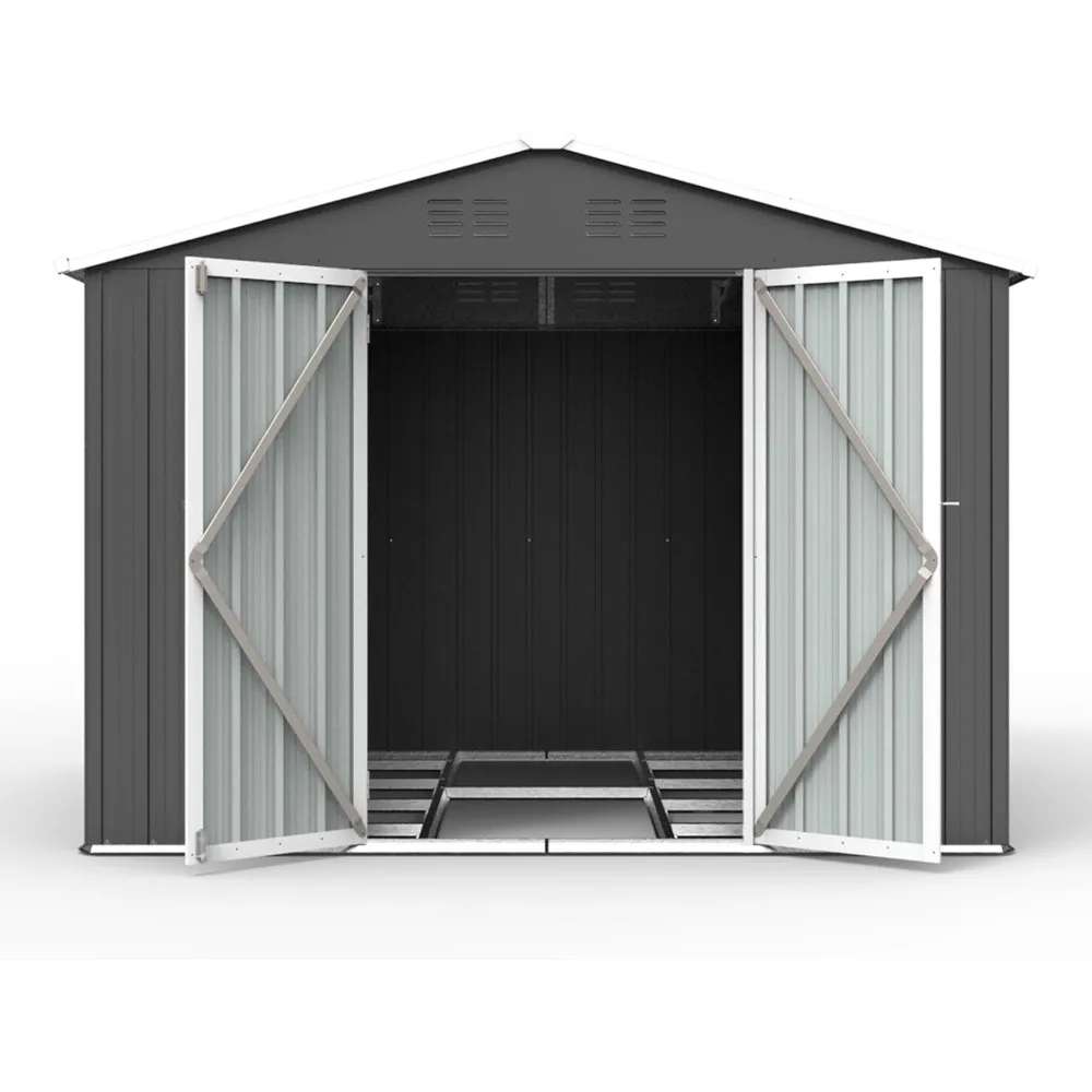 

Metal Outdoor Shed With Doors and Vents Outdoor Tool Storage Shed Garden Shed Tool Sheds for Outdoor Patios Lawn Brown Tools