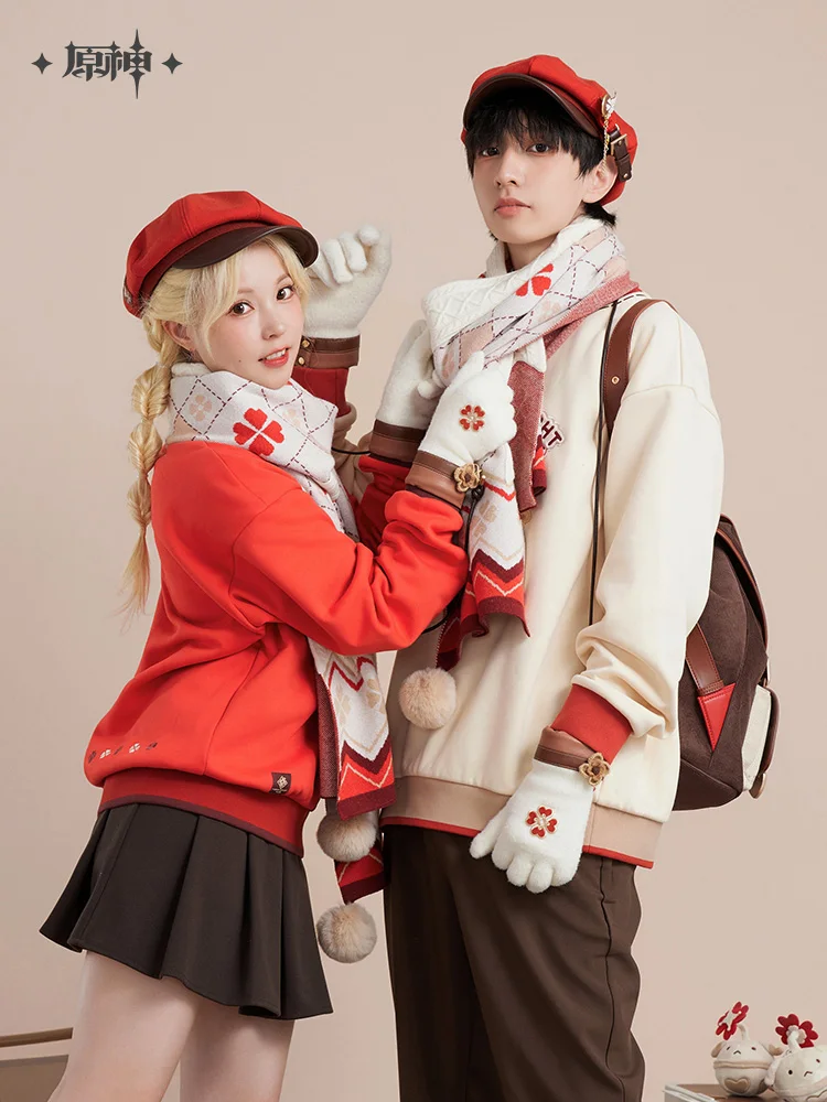Offical MiHoYo Genshin Impact Klee Themes Impression Series Cosplay Scarf Gloves Winter Cute Warm Dress Up New Year Xmas Gift