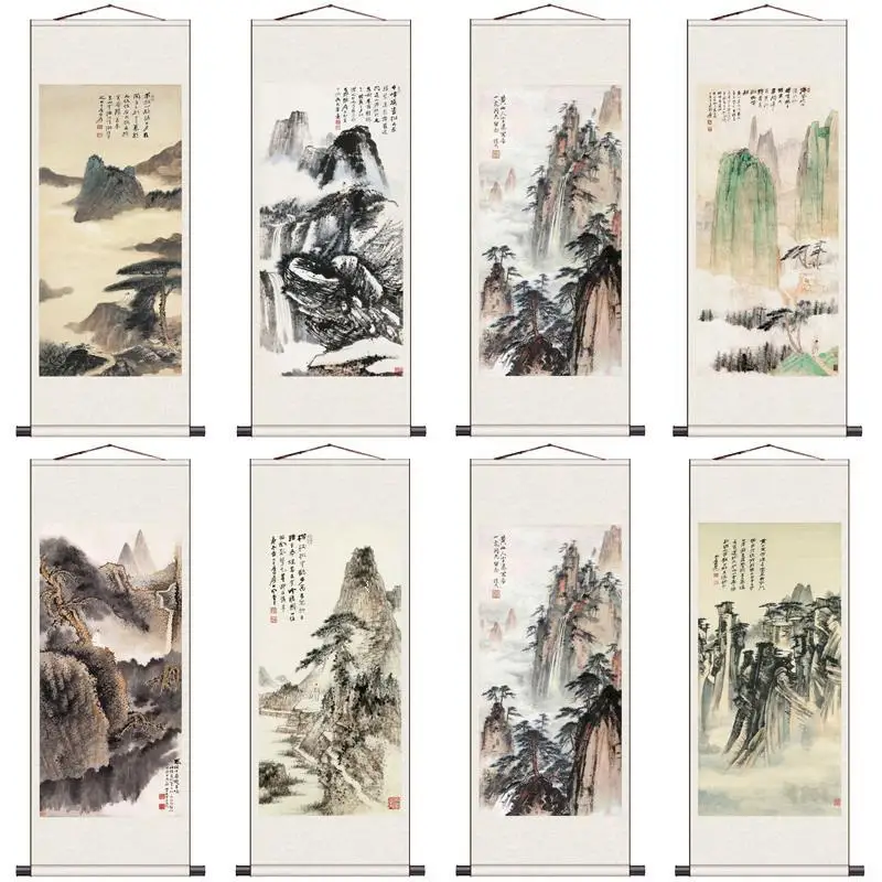 

Chinese Style Lanscape Scroll Wall Paintings Vintage Room Decor Aesthetic Posters Home Office Decor Hanging Wall Art Tapestry