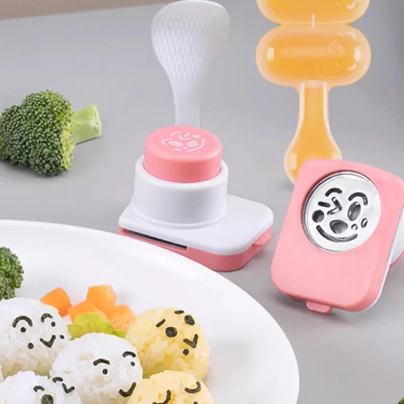DIY Rice Ball Molds Seaweed Nori Punch Cutter Rice Ball Onigiri Mould Smile Face Cartoon Embossing Device Sushi Mold Bento Decor