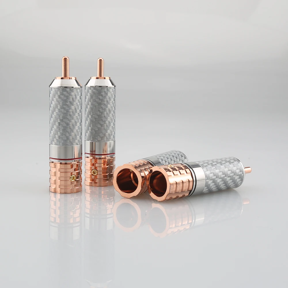4PCS Viborg VR108 순수 구리 탄소 섬유 RCA Unsolder 버전 순수 구리 RCA 나사 잠금