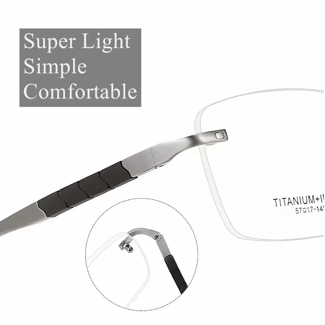 Reinem Titan Brillen Randlose Optische Rahmen Rezept Schauspiel Rahmenlose Gläser brillen 3026 Entwickelt Breites Gesicht Verwenden – Detail 8