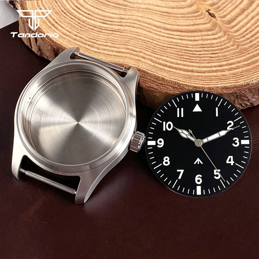 Elegant Steel Pilot Watch Case with Blue/Black Dial and Sapphire Glass