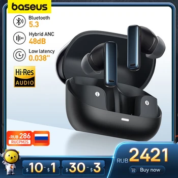 Bas192.- Écouteurs sans fil Bowie M2s ANC, suppression active du bruit, Bluetooth 5.3, 48dB, prise en charge du téléphone de sauna, audio spatial 3D, écouteurs