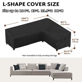 Universal L-Shaped Patio Sofa Cover, 600D Polyester Waterproof, Multiple Sizes 1