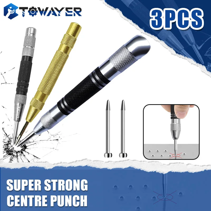 

Towayer Super Strong Automatic Centre Punch and General Automatic Center Punch Adjustable Spring Loaded Metal Drill Tool