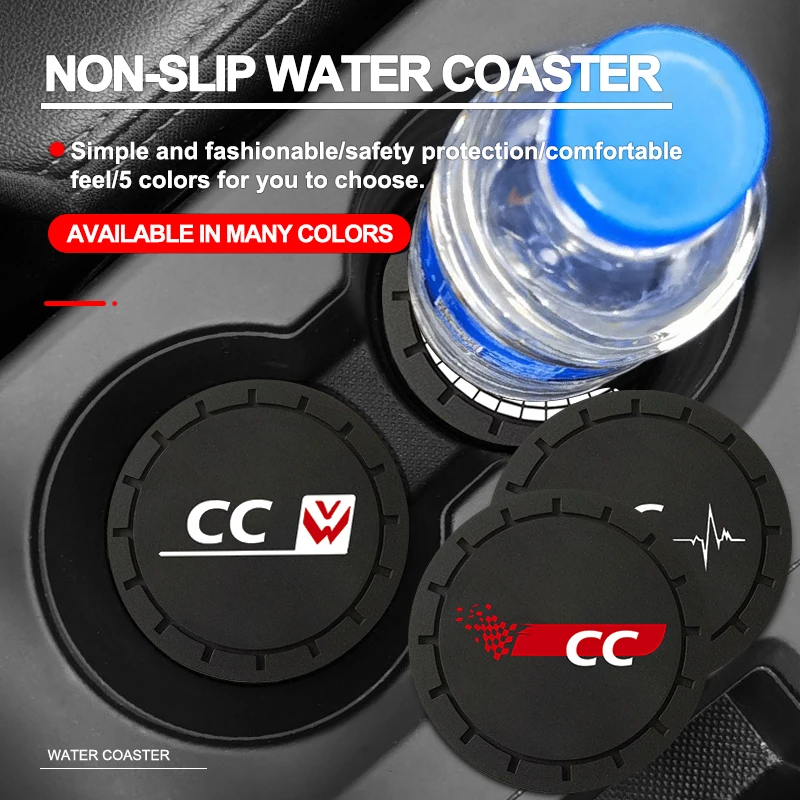 

1Pcs Car Coaster Water Cup Non-Slip Silica Gel Pad Holder Mat For Volkswagen CC 2014 2015 spoiler 2016 R line 2013 Accessories