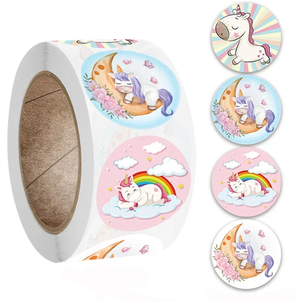 Cartoon Unicorn Stickers Children's Reward Stickers Teachers Encourage Students Gift Decorations and Labels 50-500pcs cartoon stickers cartoon sticker