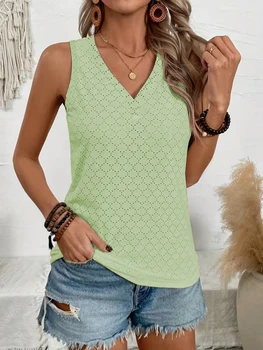 2026 Women's Summer Casual Solid Color Vest Simple Stylish Breathable Lightweight Sleeveless Design 1