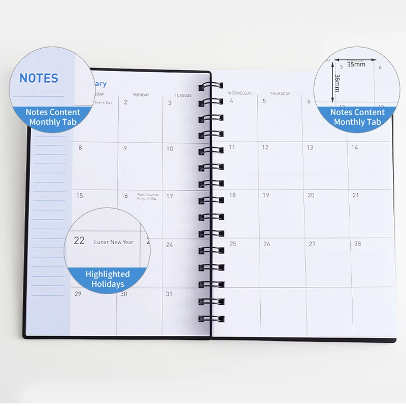 - A5 Weekly and Monthly Planner Notebook,18 Months January-June Plan Calendar,100gsm Thick Paper,200 pages