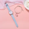 New 5pcs Women Watch Bracelet Set Leather Cute Rabbit Girls Wristwatch Fashion Ladies Quartz Clock Reloj Mujer Students' Gift 6