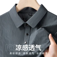 Polo homme M-7XL 8XL 9XL Nouveauté été – Polo homme à manches courtes en soie glacée de haute qualité – Polo décontracté et professionnel pour homme A99 4