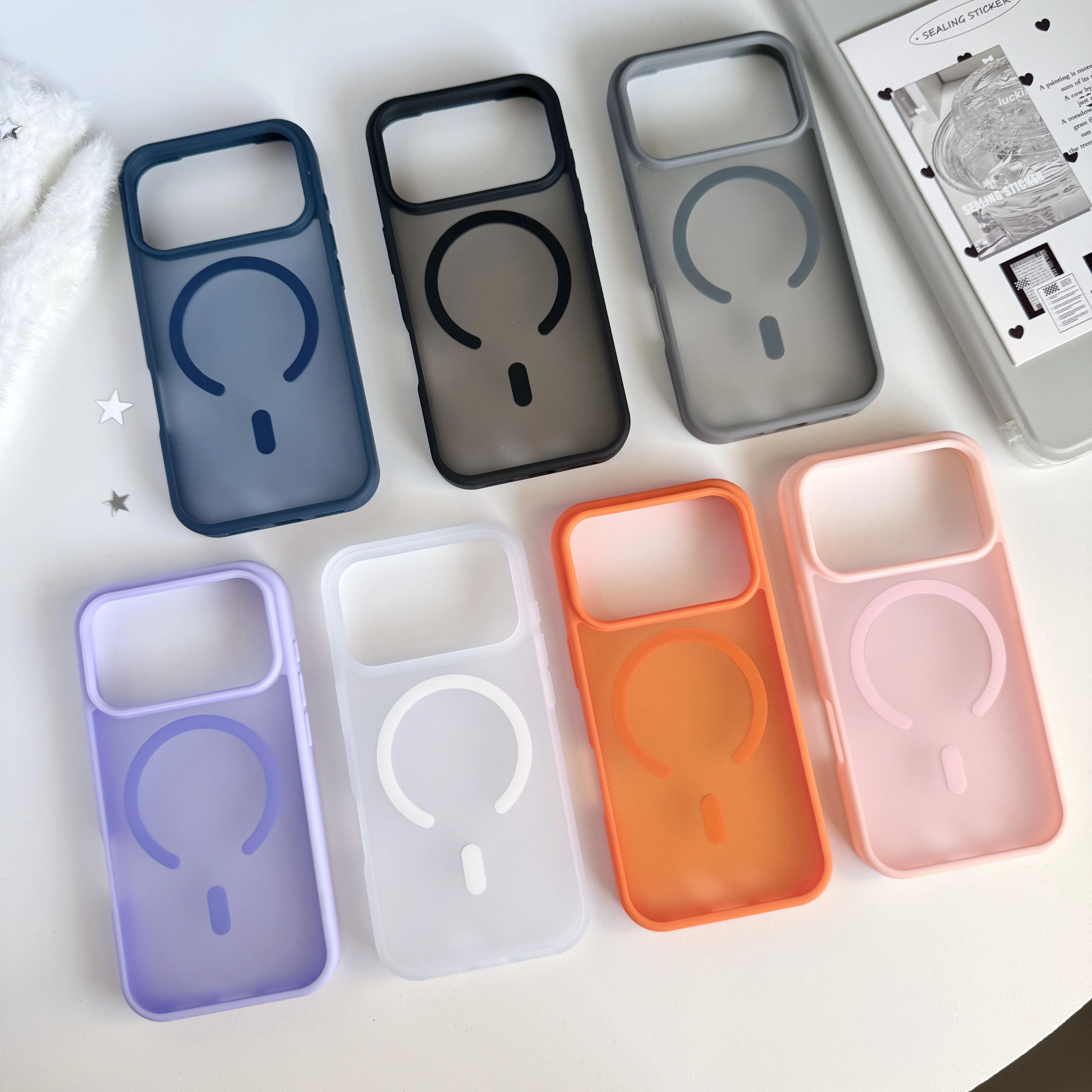 Magnetic Matte Clear Shockproof Translucent Case with MagSafe Compatibility