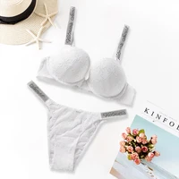 Ensemble de lingerie Victoria's Secret avec motif cœur, extensible et respirant, ensemble de sous-vêtements sexy en dentelle pour femme, bralette et culotte 4
