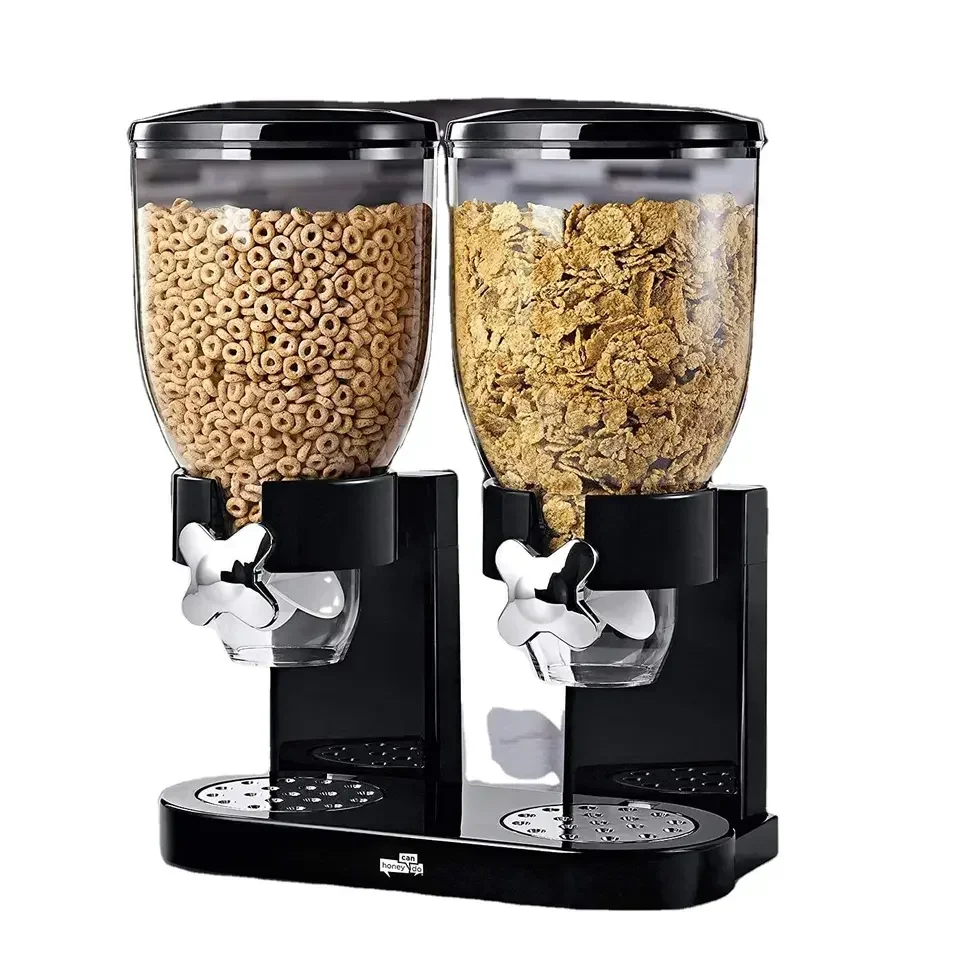 Distributeur Mural à 5 Compartiments Pour Céréales, Riz, Noix - Rangement Cuisine Visible, Capacité 9 Kg, Boutons De Distribution - 12