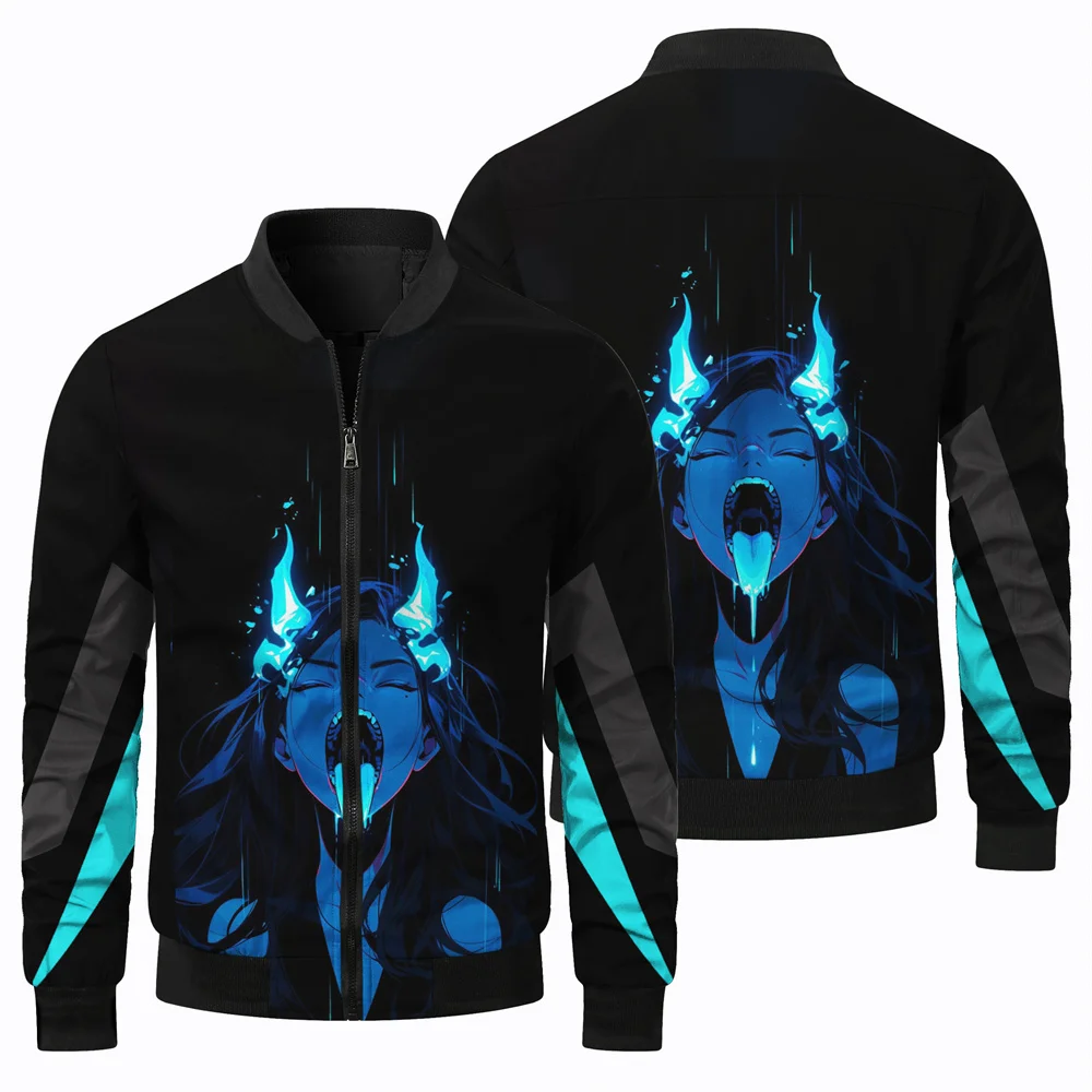 thumbnail image 1 of Chaqueta de invierno para hombre, ropa de abrigo, estampado de personajes de terror en 3D, chaqueta para hombre, cortavientos, chaqueta para deportes al aire libre, chaqueta para montar en motocicleta, 1 of 4