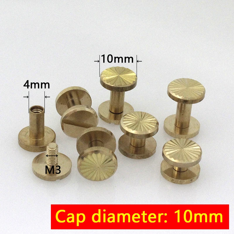 Solid Brass Binding Chicago Screws Belt Screw Nail Stud Rivets 10pcs for Photo Album Leather Craft Belt Wallet Fasteners