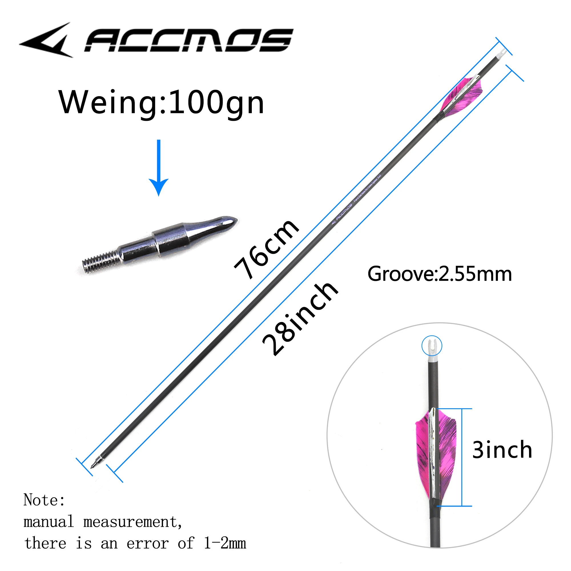 Pure carbon arrow ID6.2mm 30inch spine 300 350 400 500 600 700 800 3&lsquo;&rsquo; Turkry feather archery shooting accessories 12pcs