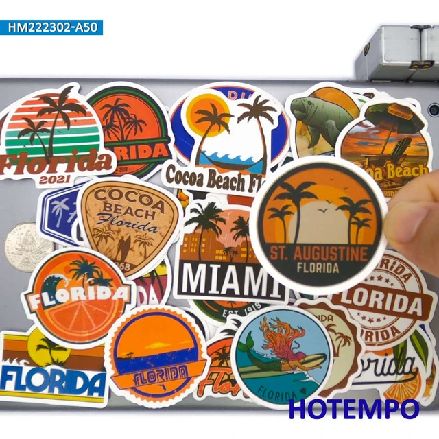 Miami, Florida Orange Vinyl Sticker for Moving Gift  Waterproof Sticker  for Florida Travelers – Sunny Day Designs