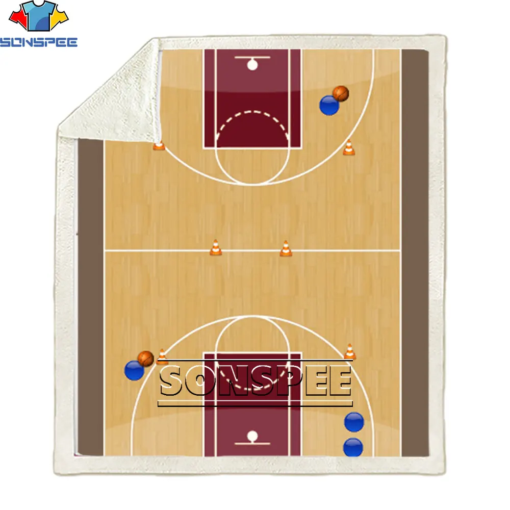 SONSPEE Basketball Stand Court 3D Printed Plush Fleece Blanket Funny Child Soft Thin Quilts Home Washable Duvet Sherpa Blankets