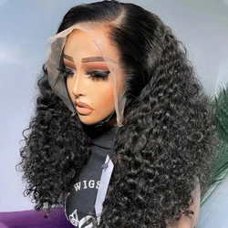 13x4 Brazilian Deep Wave PrePlucked Bob Wig Lace Front Human Hair Remy Water Curly Short Bob Wigs 180% Lace Closure Wigs Women