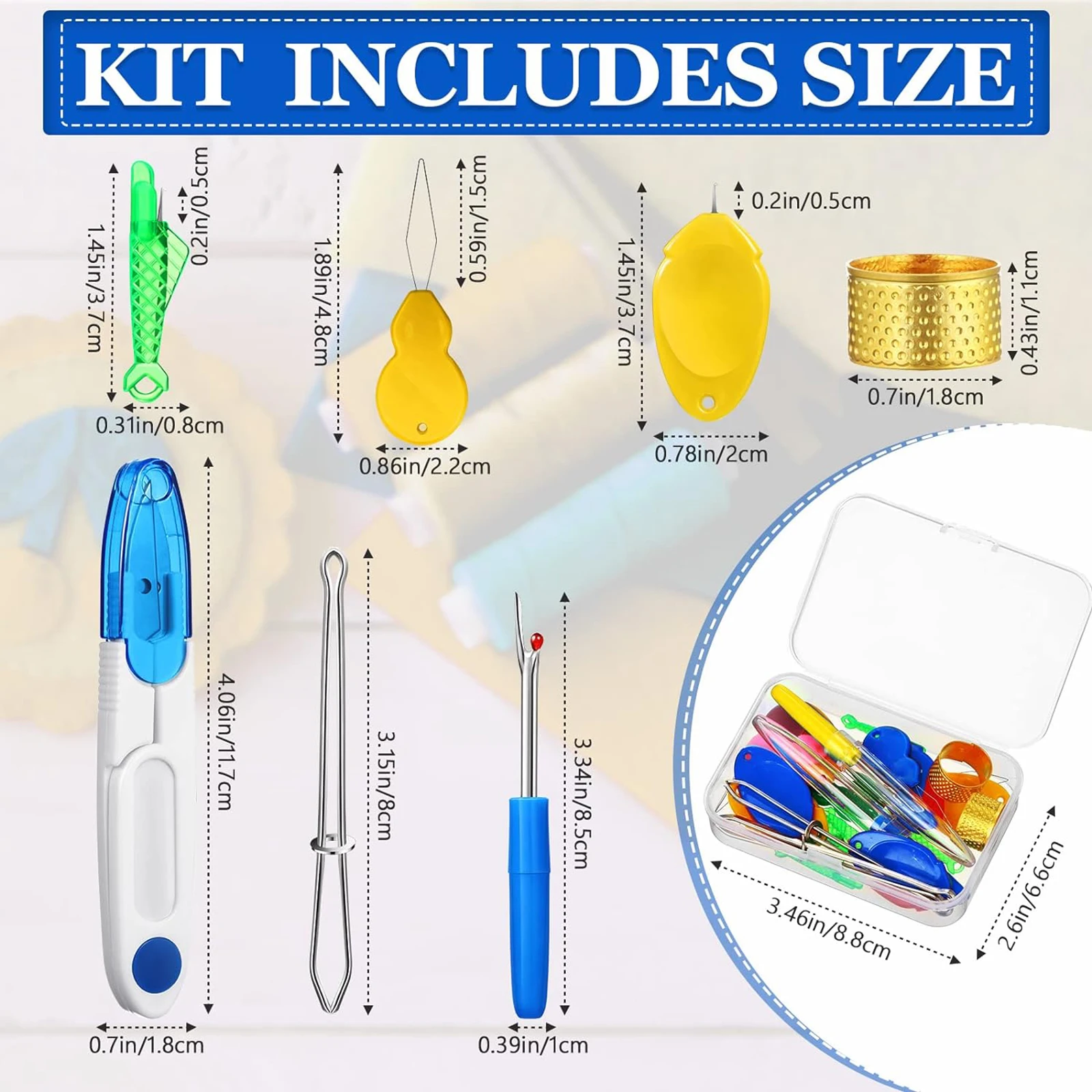 Sewing Needle Threader Multiple Needle Threaders Kit Gourd Fish Thumb Sewing Threader Seam Ripper Sewing Tweezers Thimble with Scissor Box for DIY