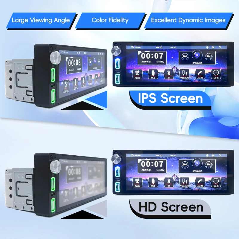 1Din Car Radio Stereo 6.86 Inch Carplay Android Auto Multimedia Video Player IPS
