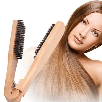 Piastra per capelli Pettine per styling Piastra per capelli Spazzola per criniera Doppia faccia Parrucchiere Stiratura Stecca per capelli lisci