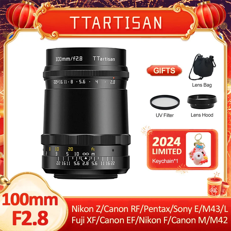 Ttartisan 100Mm F2.8 Obiettivo Per Fotocamera Full Frame Per M42 Mount Adattatore Per Fotocamera Ring To Mirrorless Camera Dslr Slr Canon M Rf Nikon F
