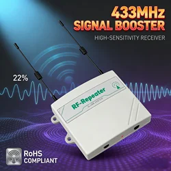 Enhanced Long - Range 433MHz RF Signal Amplifier, 12V DC Repeater (Repeater and US Plug)