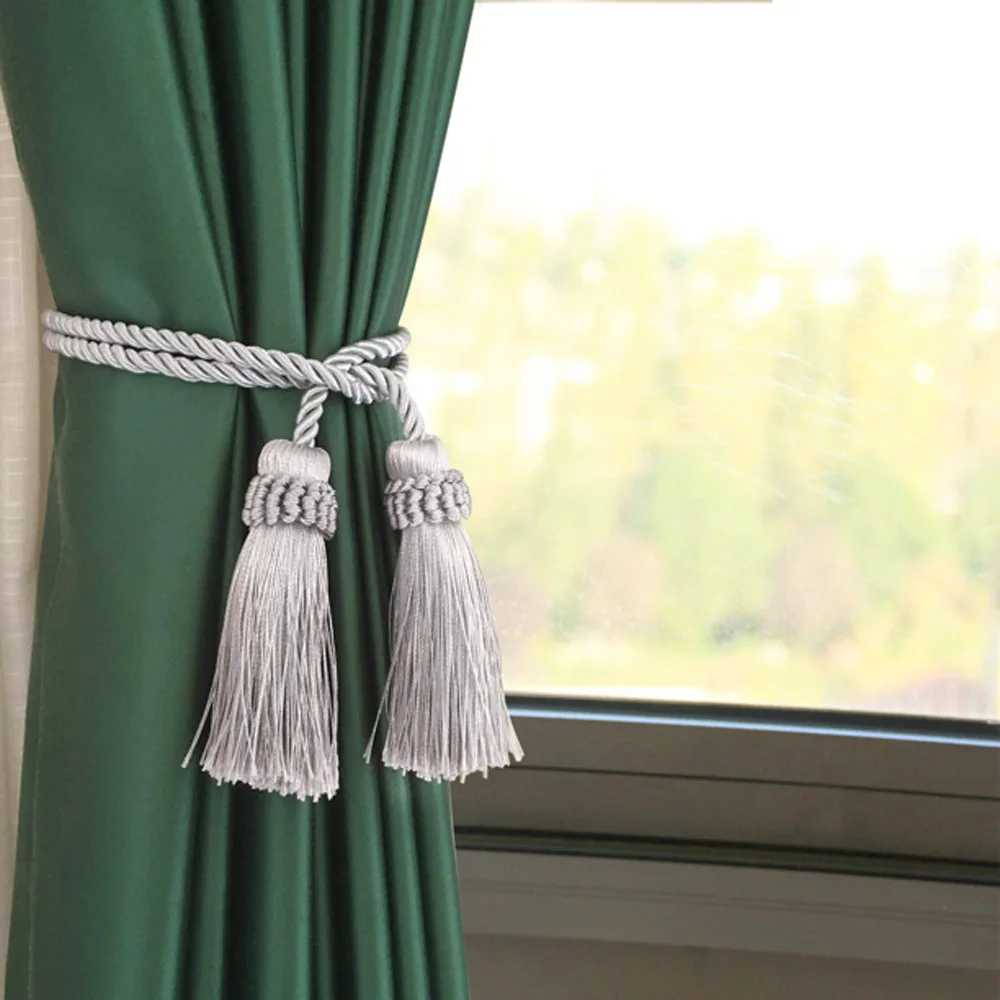 2/4Pcs Tassel Curtain Tieback Hanging Ball Brush Home Decoration Fringe Holdback Curtains Accessories Braid Belt Lashing Rope