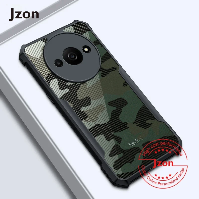 

Jzon For Xiaomi Redmi A3 4G Phone Case Camouflage Style Transparent Back Cover Shockproof Protective Clear Shell