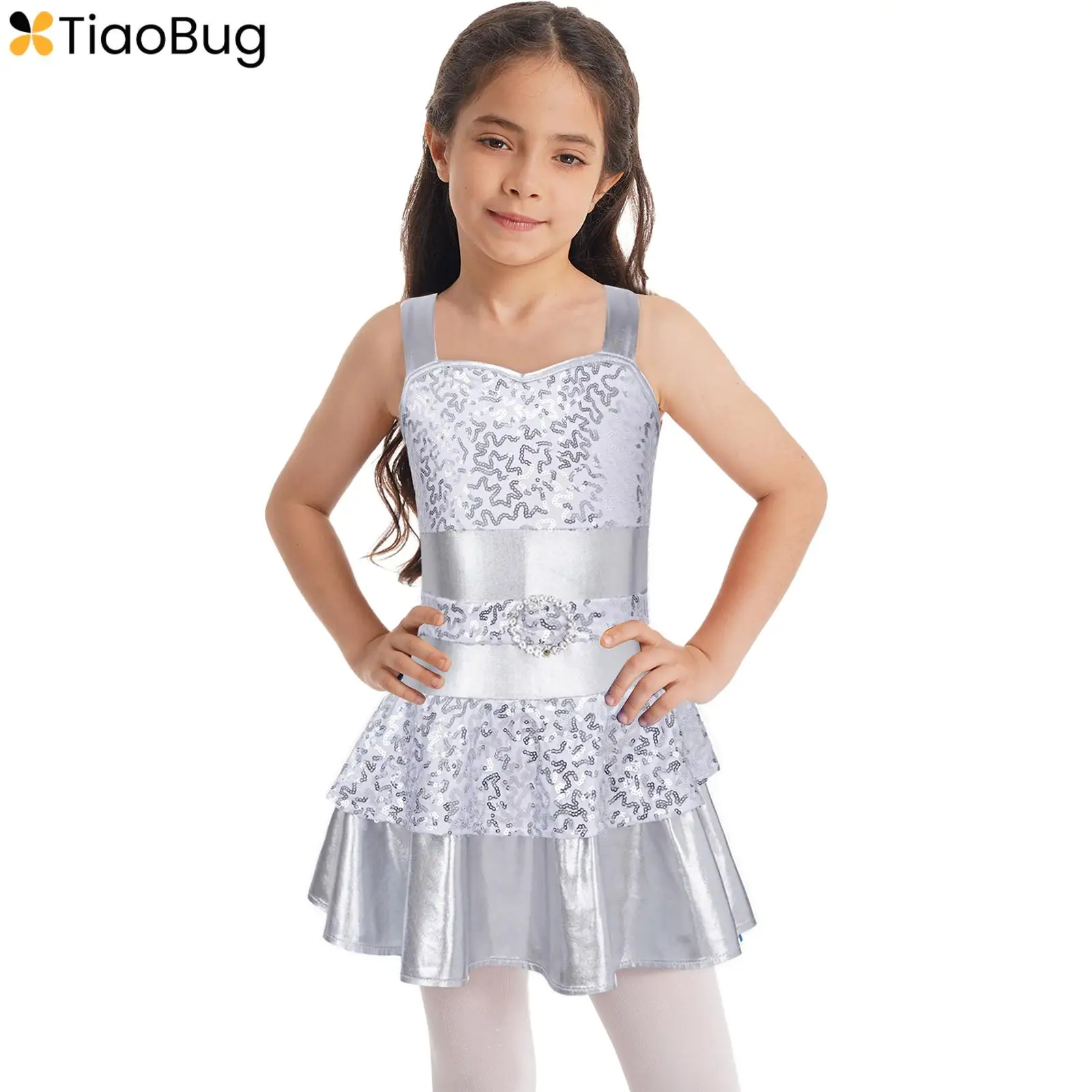 

Детское блестящее платье-пачка с блестками для балета и танцев