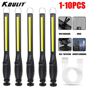 USB 충전식 LED 손전등, COB 마그네틱 작업등, 휴대용 랜턴, 캠핑 토치, 자동차 수리 램프, 배터리 내장, 신제품