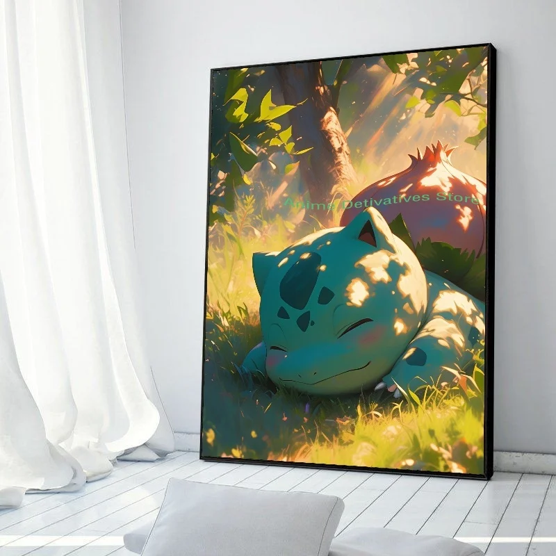 thumbnail image 1 of Figuras de anime de Pokémon en alta definición, Charizard, Bulbasaur, Squirtle, Charmander, ilustraciones, póster, pintura en lienzo, arte de pared, decoración de la habitación del hogar, 1 of 5
